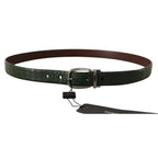 Dolce & Gabbana Green Exotic Leather Silver Buckle Belt