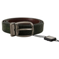 Dolce & Gabbana Green Exotic Leather Silver Buckle Belt