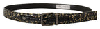 Dolce & Gabbana Gold Black Two-toned Leather Chrome Buckle Belt - Eljoys Fashion 