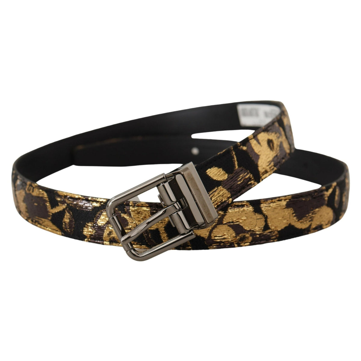 Dolce & Gabbana Multicolor Jacquard Leather Logo Metal Buckle Belt