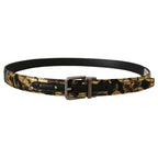 Dolce & Gabbana Multicolor Jacquard Leather Logo Metal Buckle Belt