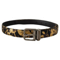 Dolce & Gabbana Multicolor Jacquard Leather Logo Metal Buckle Belt