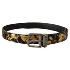 Dolce & Gabbana Multicolor Jacquard Leather Logo Metal Buckle Belt