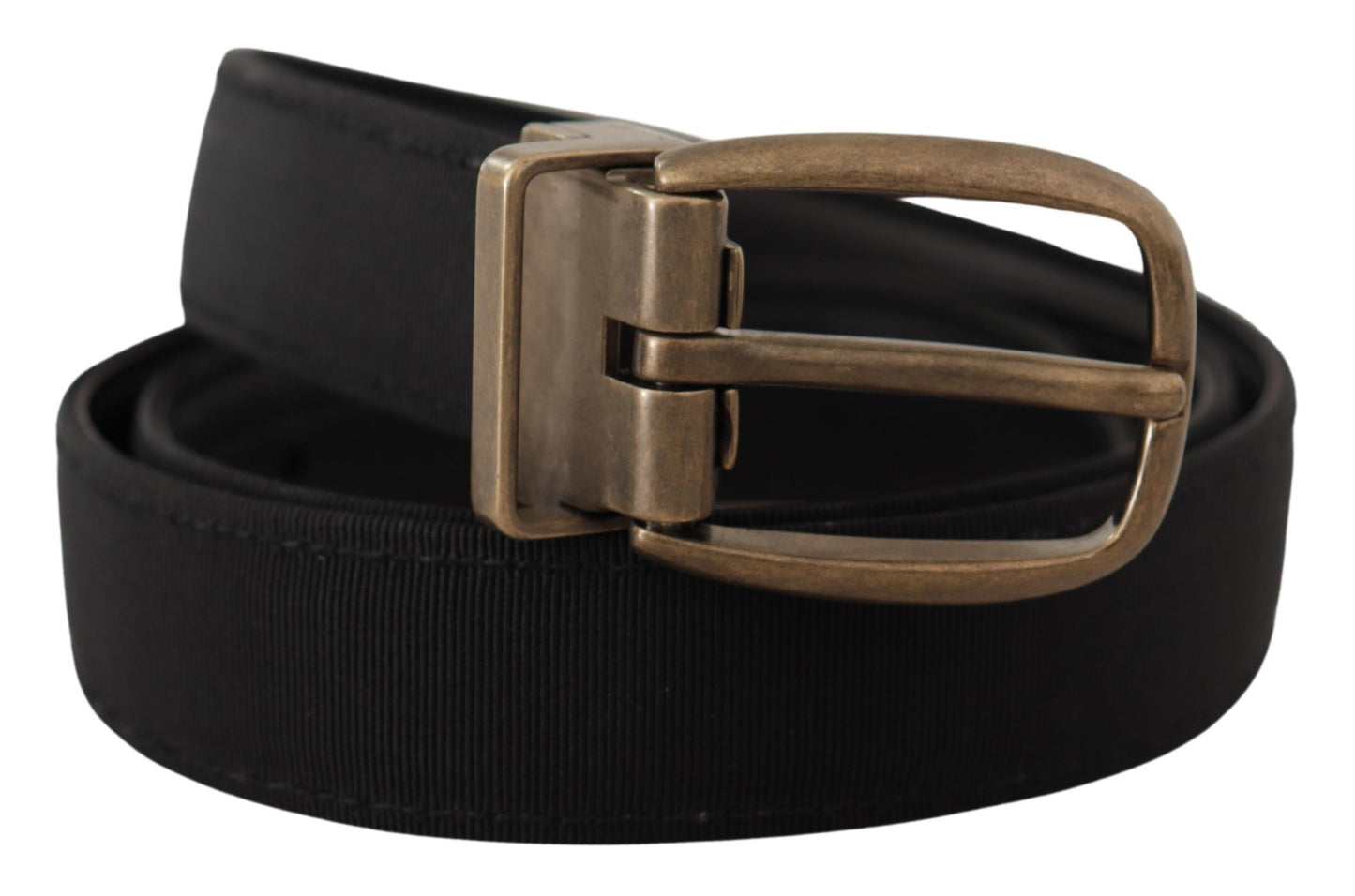 Dolce & Gabbana Black Grosgrain Leather Bronze Metal Belt Dolce & Gabbana