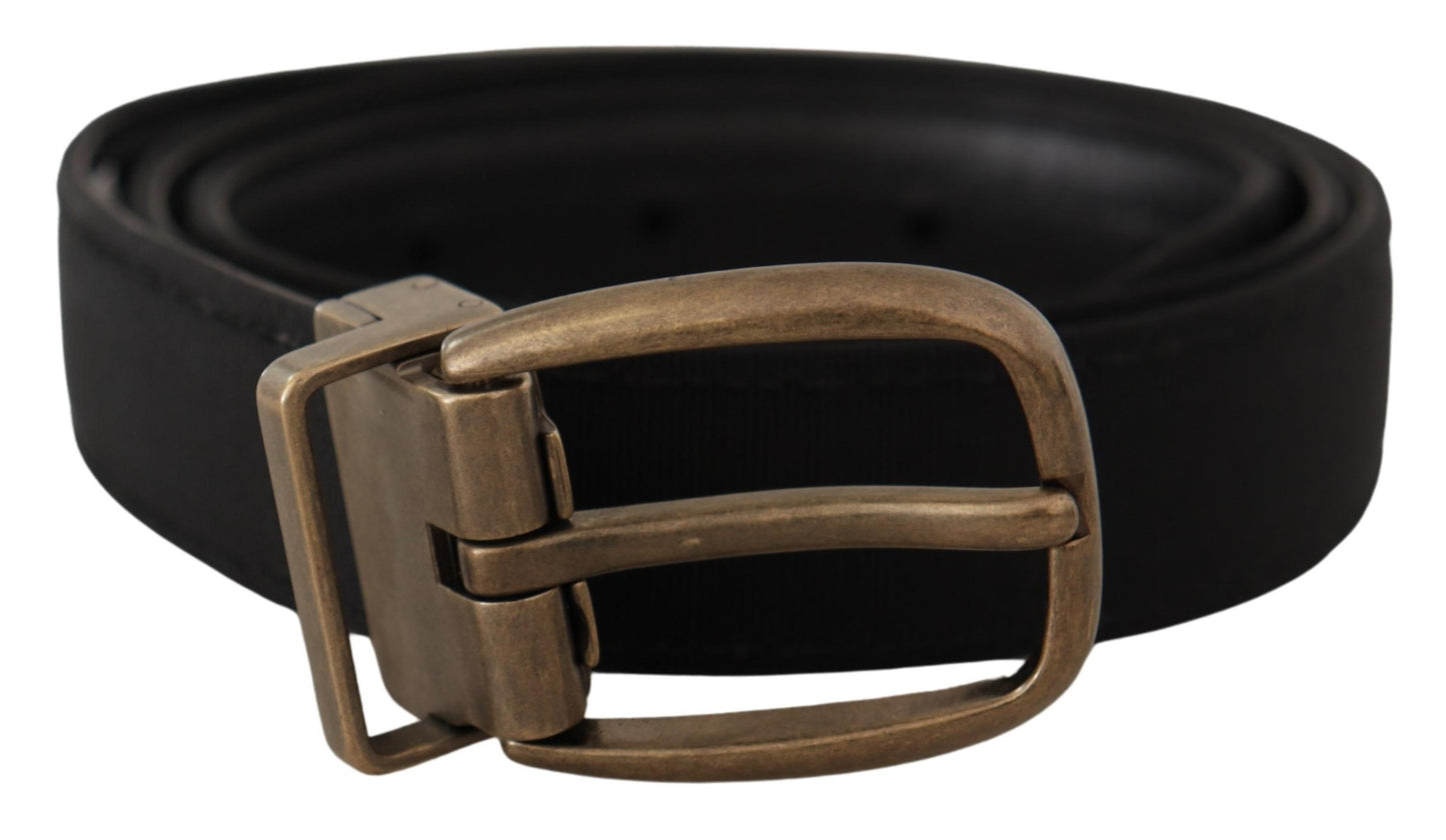 Dolce & Gabbana Black Grosgrain Leather Bronze Metal Belt Dolce & Gabbana