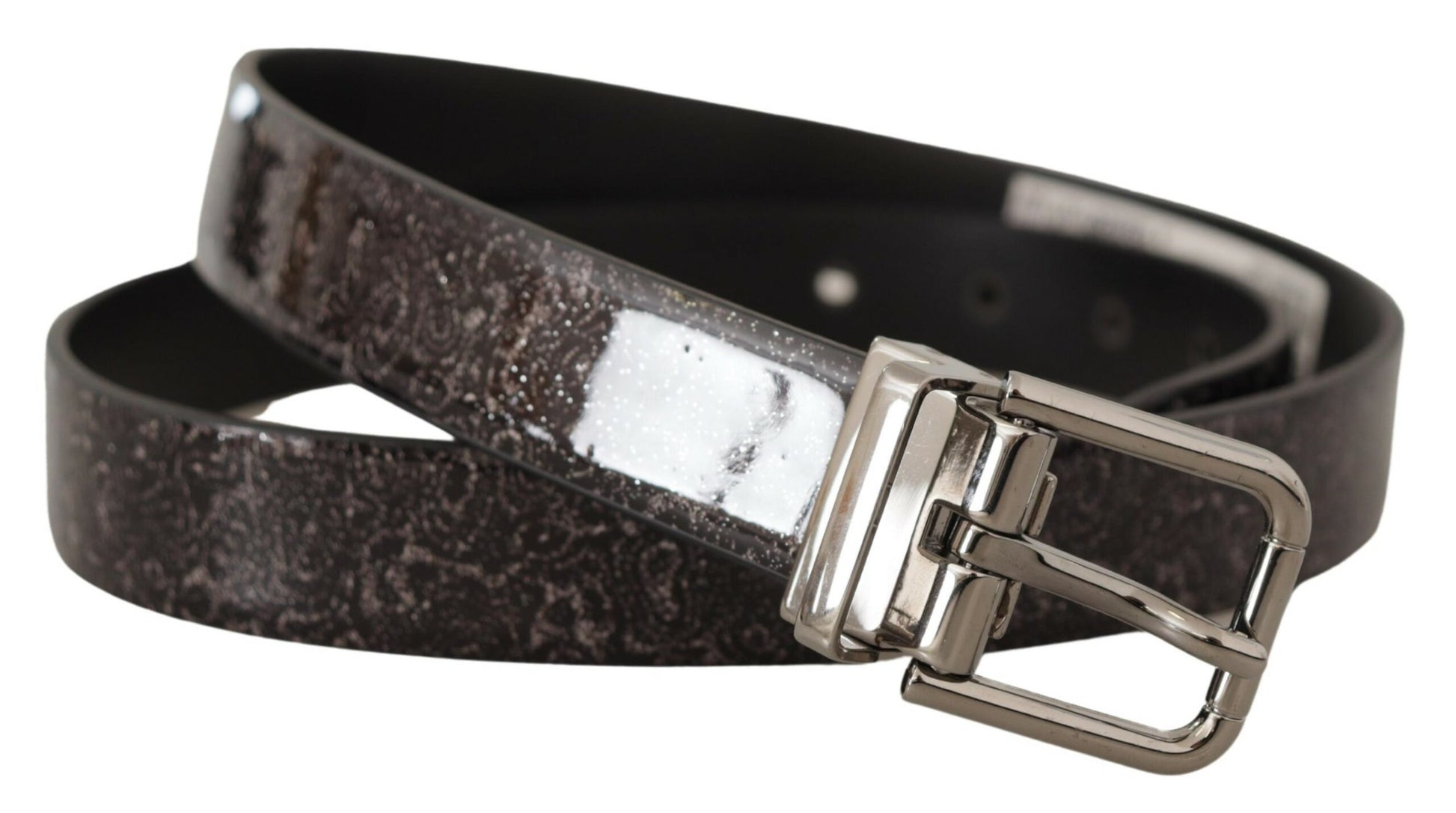 Dolce & Gabbana Black Goccia Glitter Patent Leather Buckle Vernice Belt Dolce & Gabbana