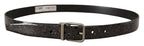 Dolce & Gabbana black Goccia glitter patent leather belt with buckle, showcasing shiny finish and elegant design.