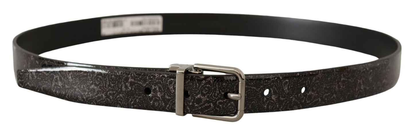 Dolce & Gabbana Black Goccia Glitter Patent Leather Buckle Vernice Belt Dolce & Gabbana