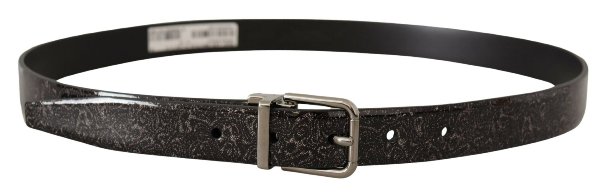 Dolce & Gabbana Black Goccia Glitter Patent Leather Buckle Vernice Belt Dolce & Gabbana
