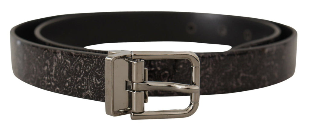 Dolce & Gabbana black Goccia glitter patent leather belt with buckle, featuring shiny Vernice finish and stylish design.