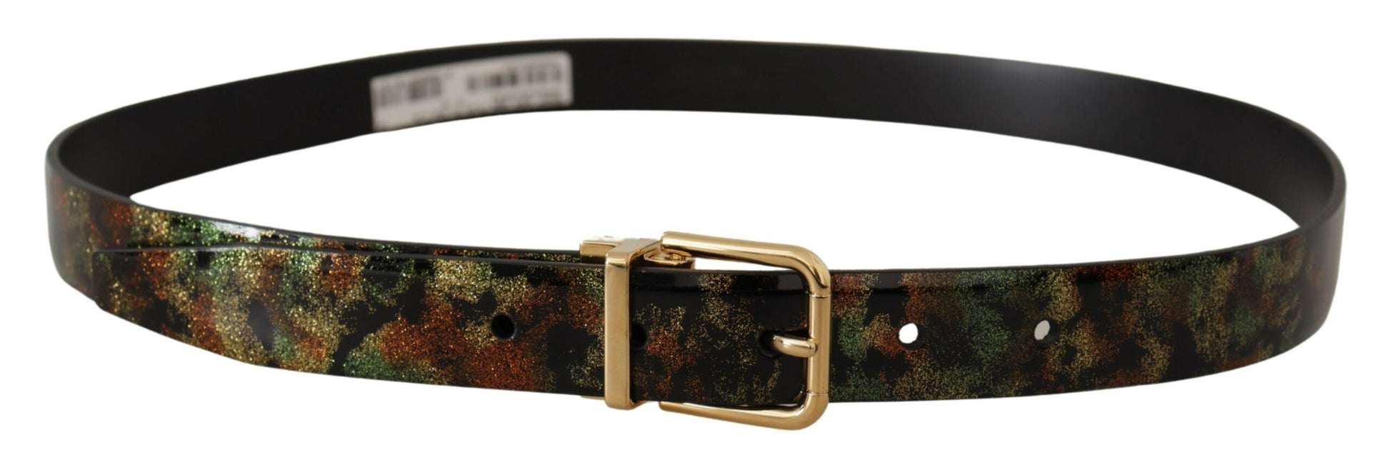 Dolce & Gabbana Black Green Leather Bronze Metal Buckle Belt Dolce & Gabbana