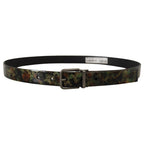 Dolce & Gabbana Black Sparkling Leather Black Metal Buckle Belt
