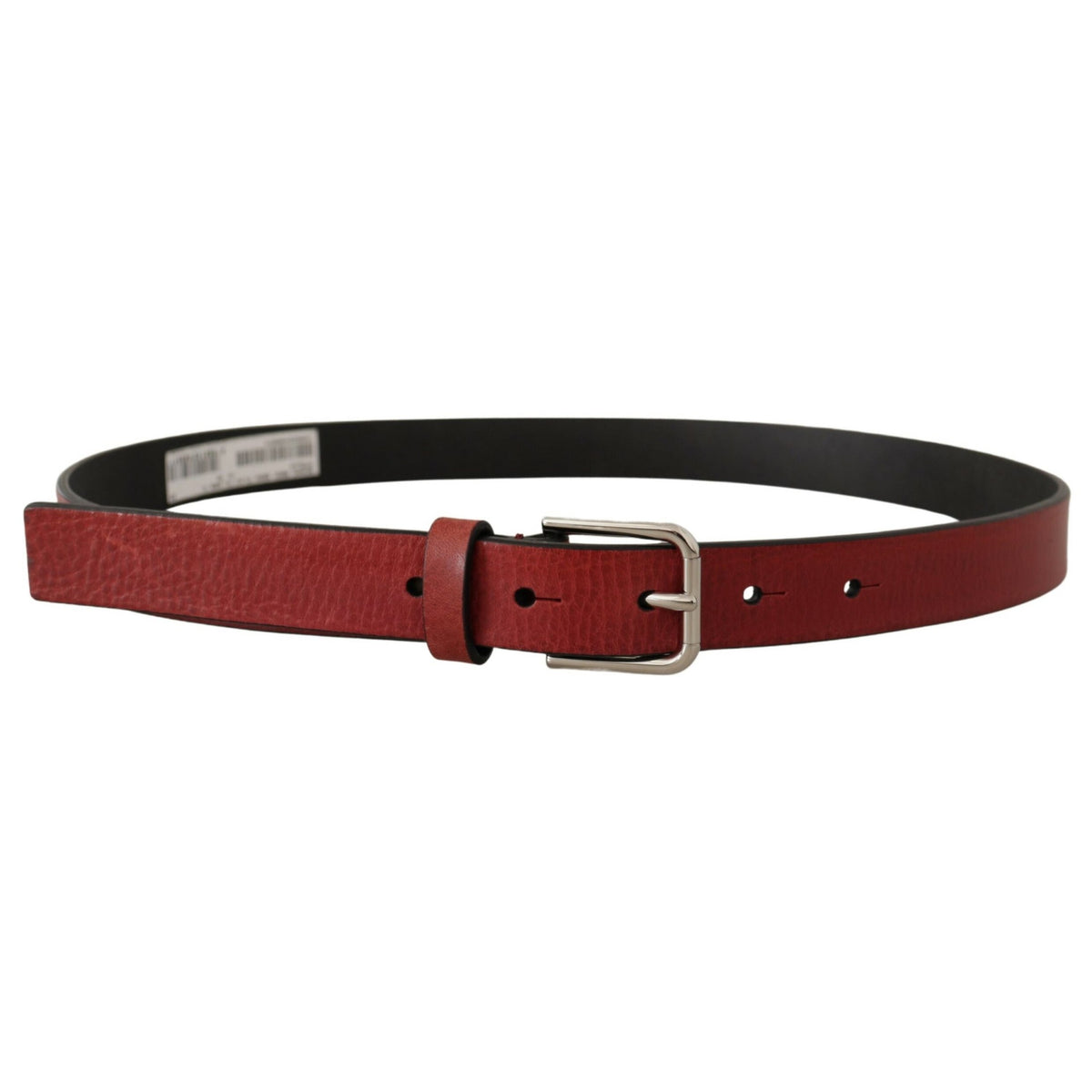 Dolce & Gabbana Maroon Vitello Leather Silver Metal Belt