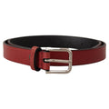 Dolce & Gabbana Maroon Vitello Leather Silver Metal Belt