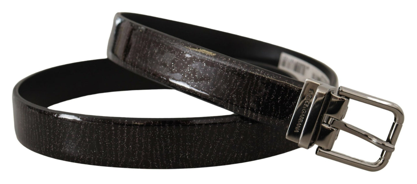 Dolce & Gabbana Black Leather Vernice Metal Buckle Belt Dolce & Gabbana