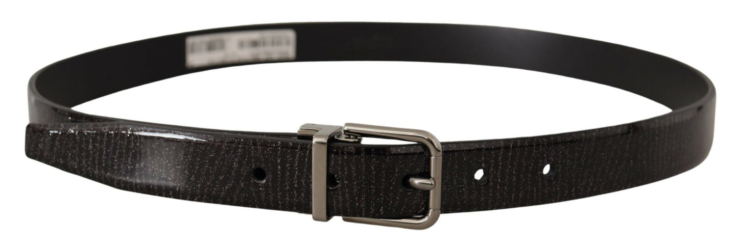 Dolce & Gabbana Black Leather Vernice Metal Buckle Belt Dolce & Gabbana