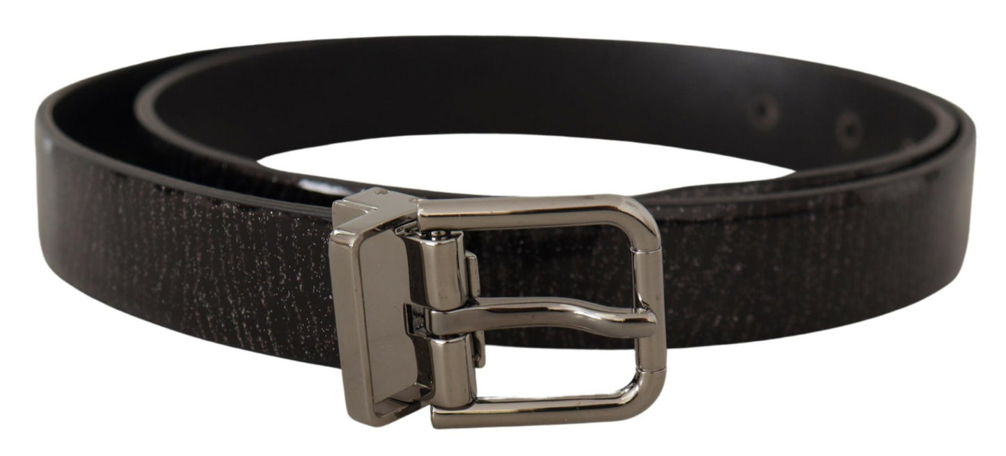 Dolce & Gabbana Black Leather Vernice Metal Buckle Belt Dolce & Gabbana