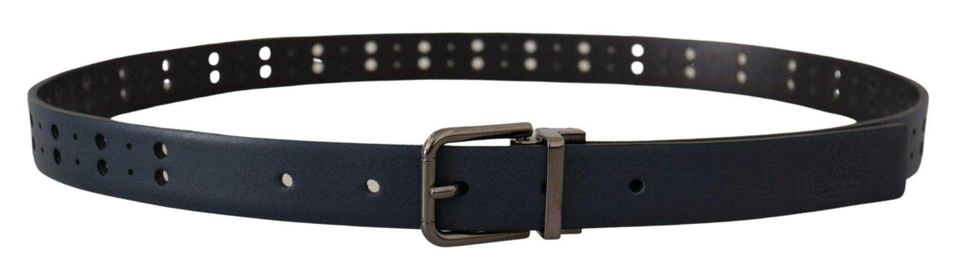 Dolce & Gabbana Blue Perforated Skinny Leather Metal Buckle Belt Dolce & Gabbana