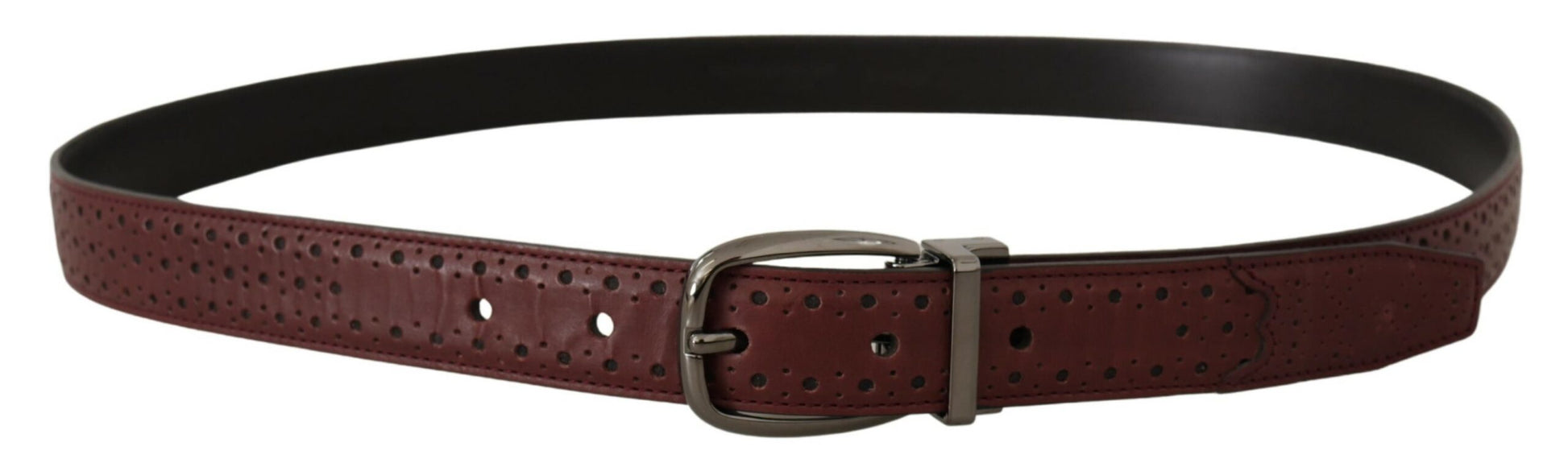 Dolce & Gabbana Brown Perforated Leather Metal Buckle Belt Dolce & Gabbana
