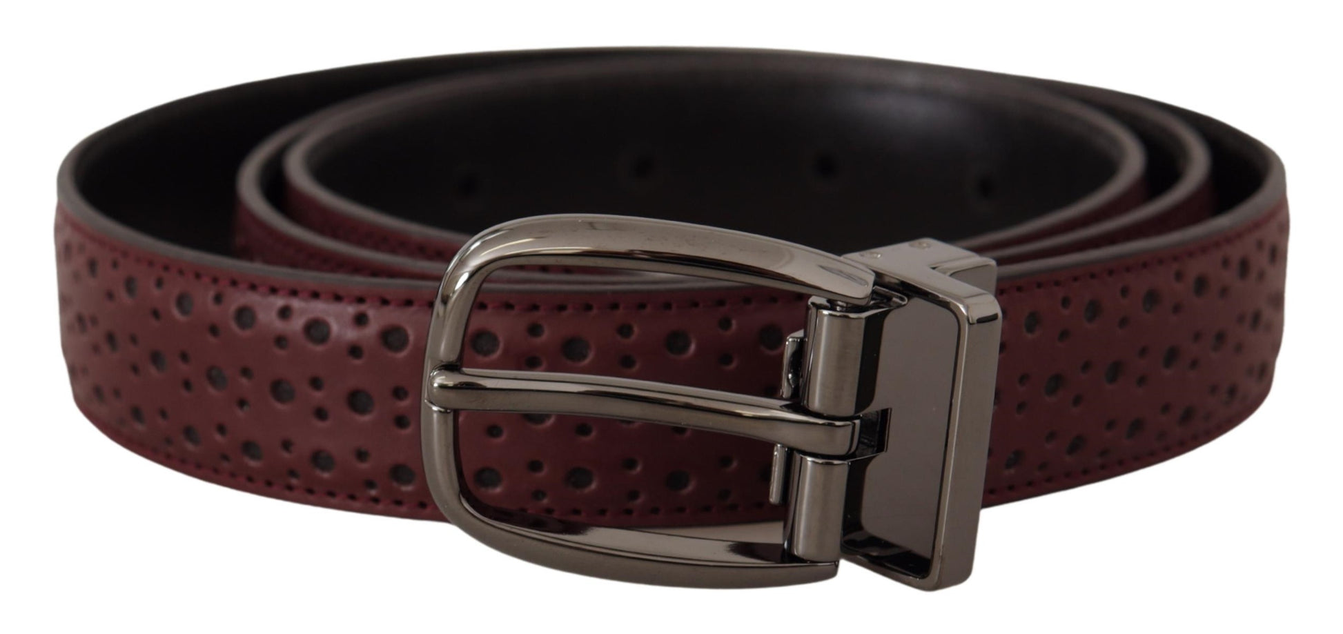 Dolce & Gabbana Brown Perforated Leather Metal Buckle Belt Dolce & Gabbana
