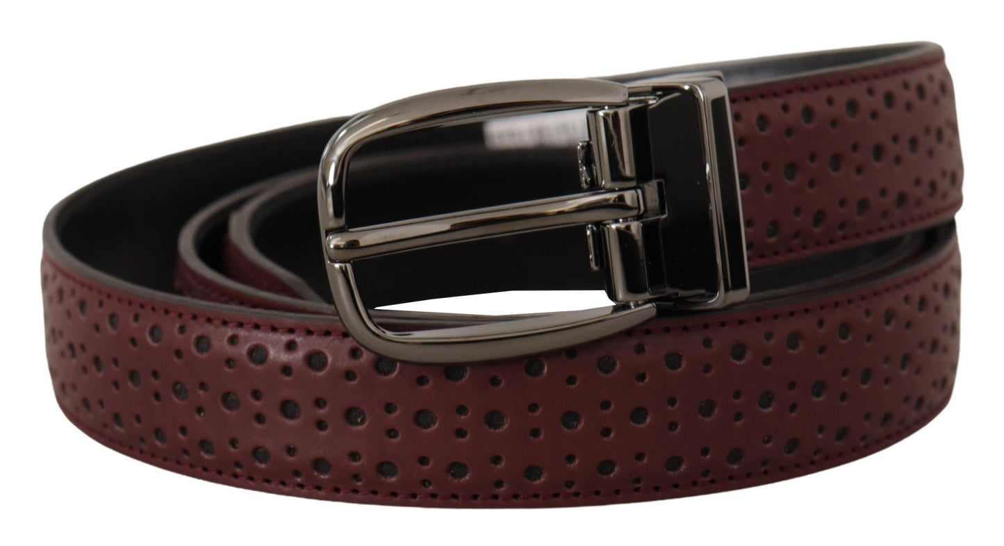 Dolce & Gabbana Brown Perforated Leather Metal Buckle Belt Dolce & Gabbana