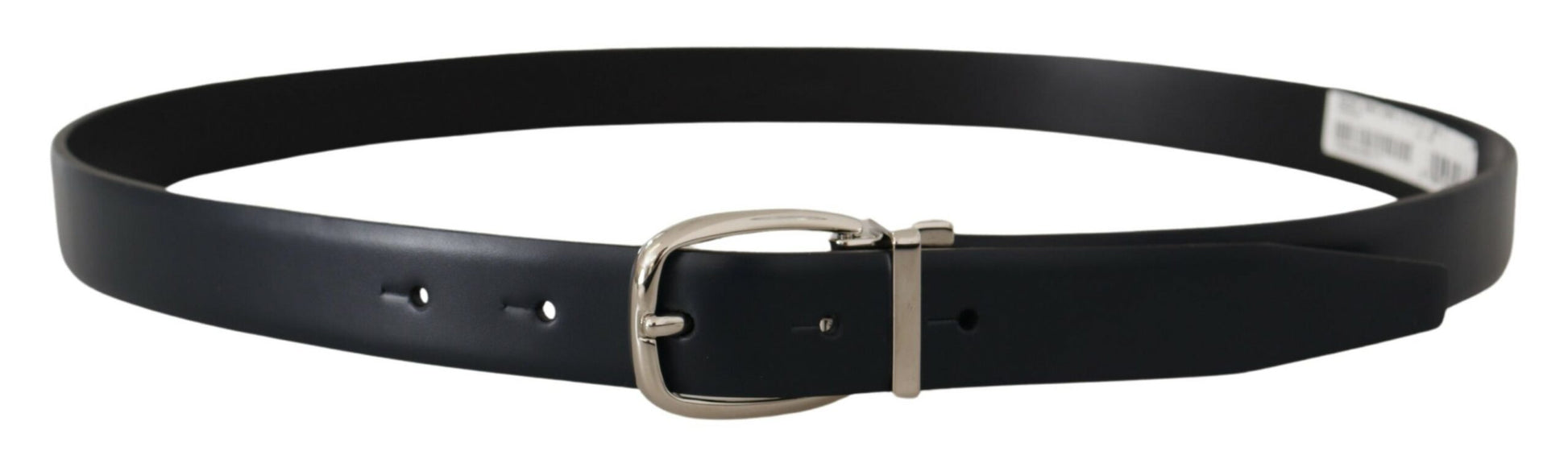 Dolce & Gabbana Black Leather Formal Silver Metal Buckle Belt Dolce & Gabbana