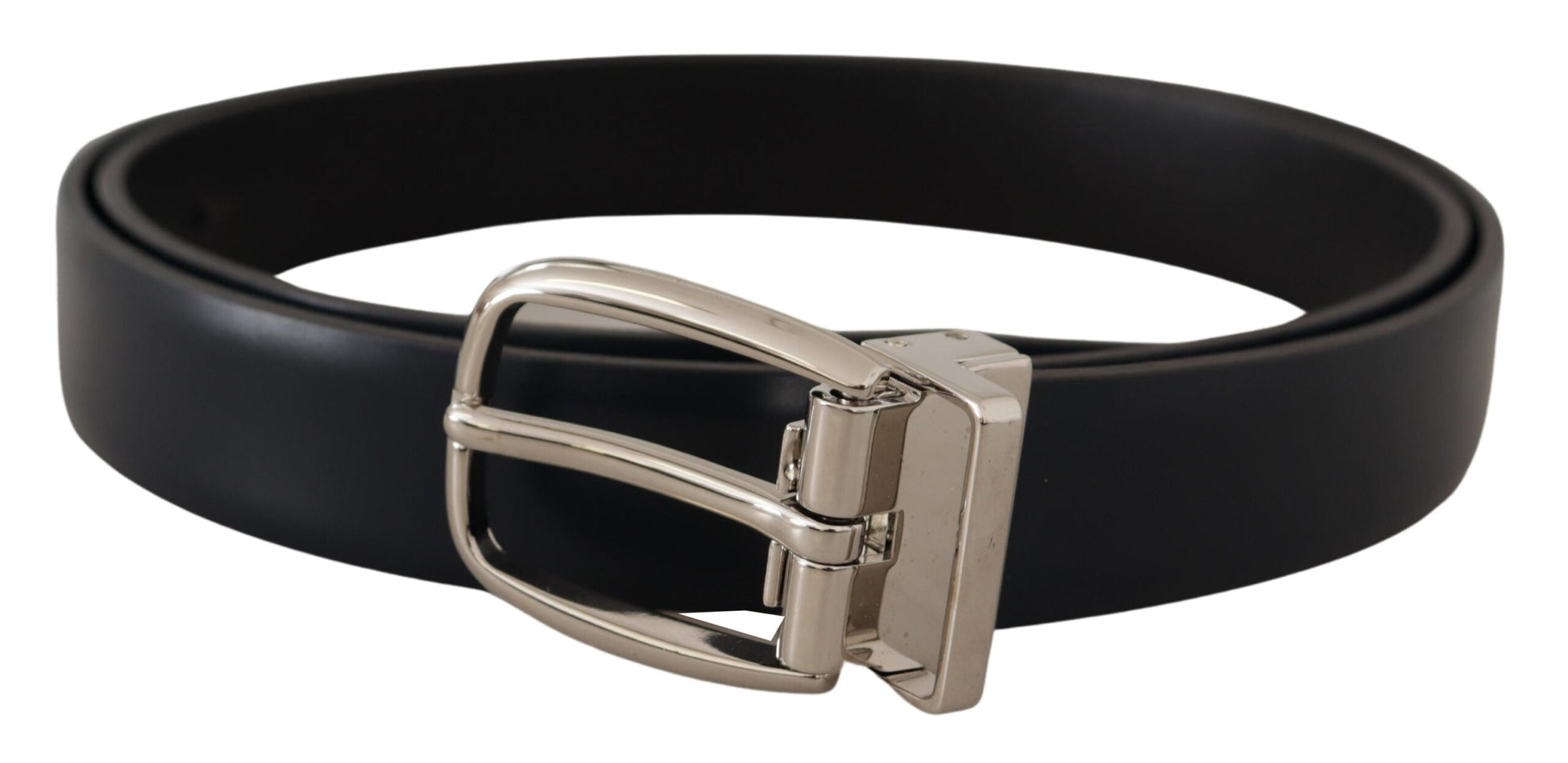 Dolce & Gabbana Black Leather Formal Silver Metal Buckle Belt Dolce & Gabbana