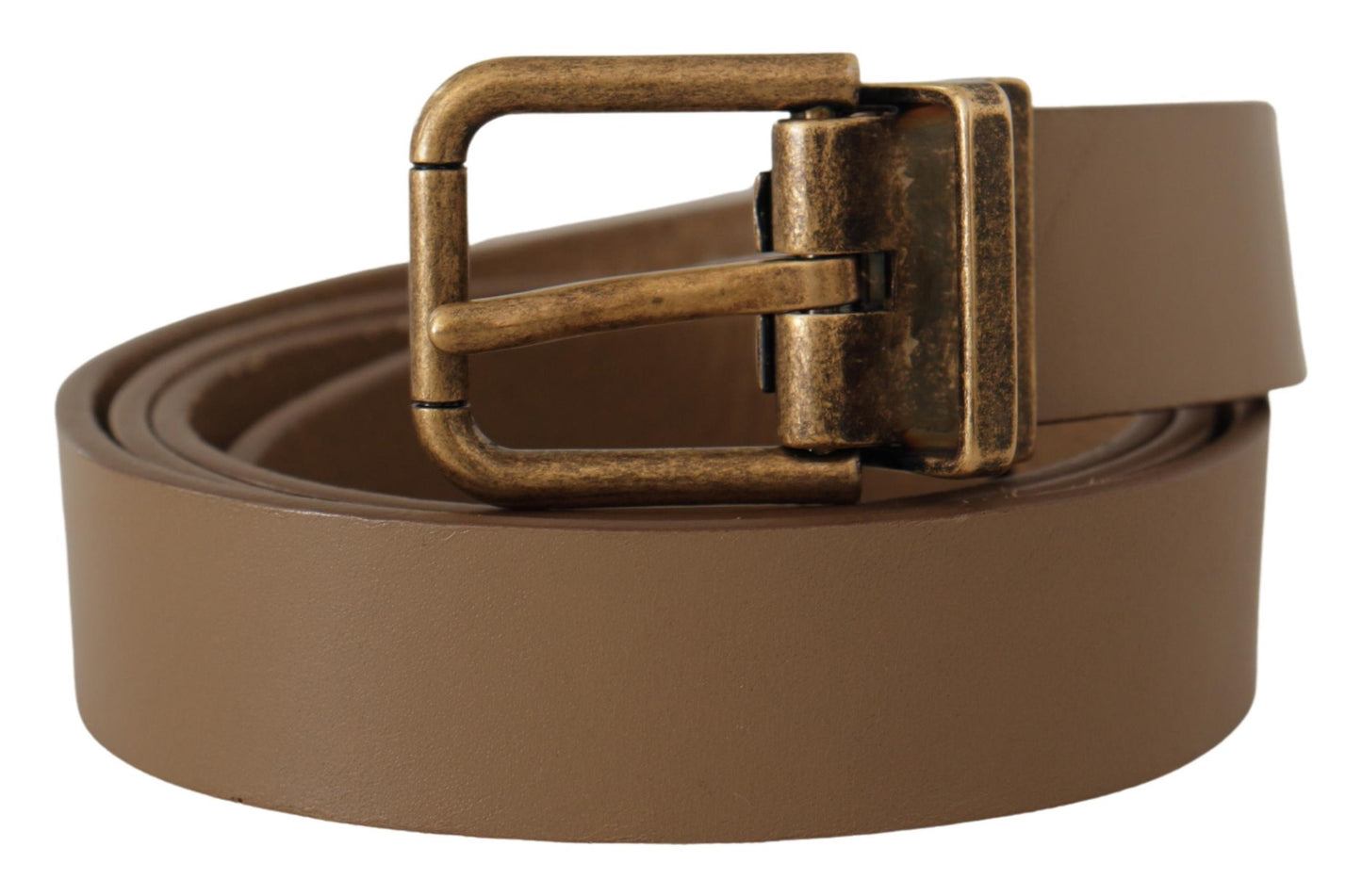 Dolce & Gabbana Brown Solid Leather Brass Buckle Classic Belt Dolce & Gabbana
