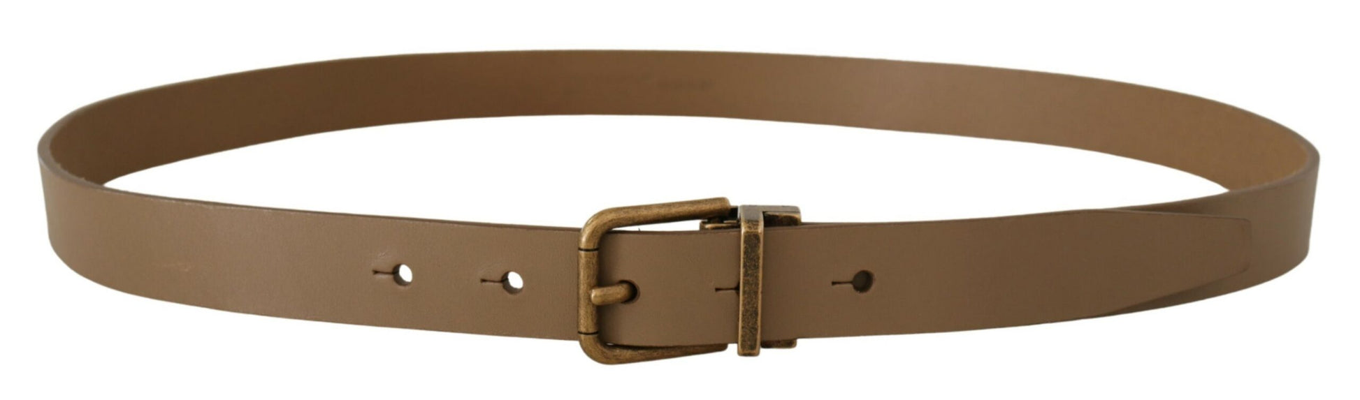 Dolce & Gabbana Brown Solid Leather Brass Buckle Classic Belt Dolce & Gabbana