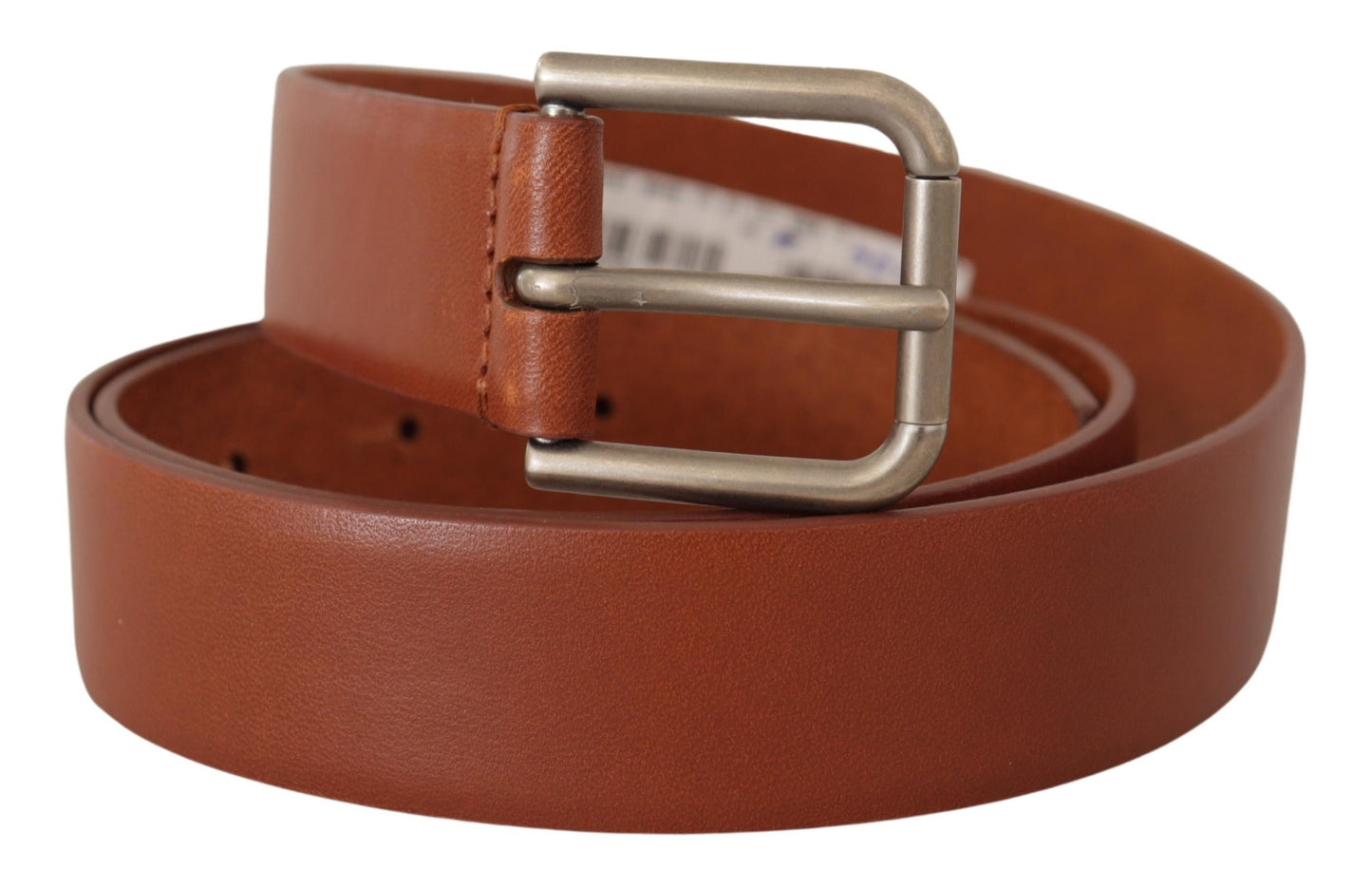 Dolce & Gabbana Brown Calf Leather Silver Tone Metal Buckle Belt Dolce & Gabbana