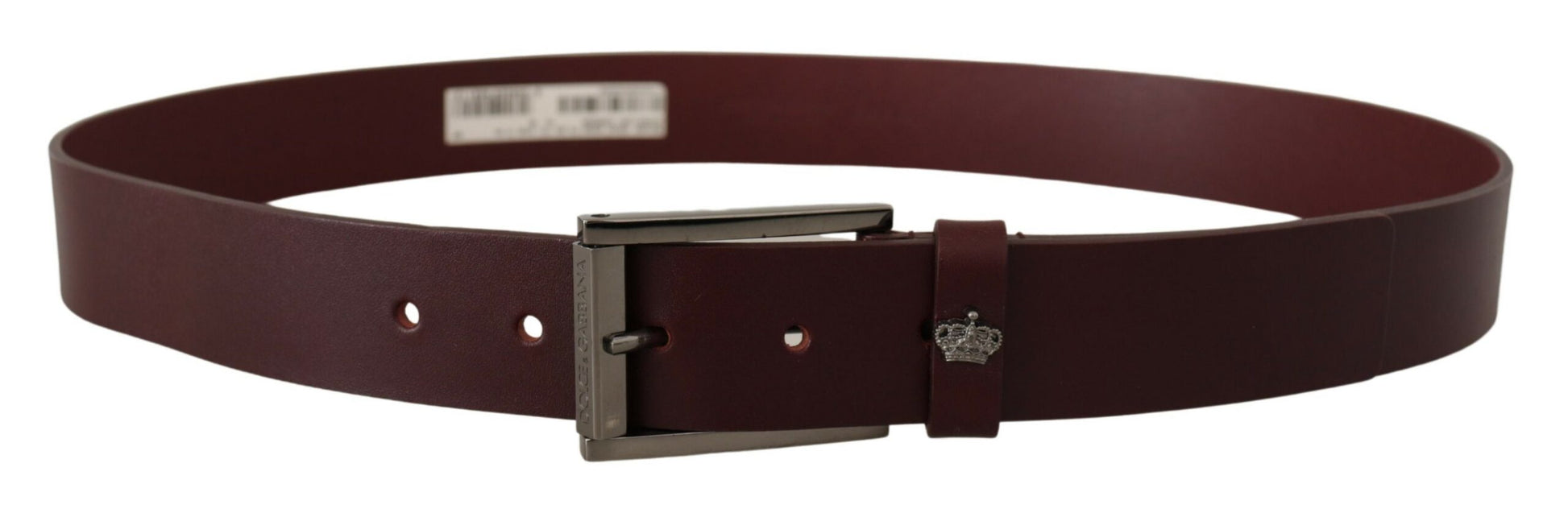 Dolce & Gabbana Brown Leather Silver Metal Crown Buckle Belt Dolce & Gabbana