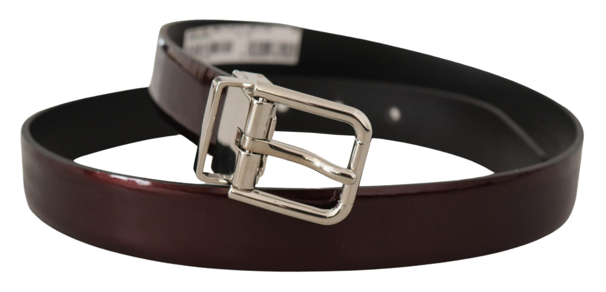 Dolce & Gabbana Brown Patent Leather Silver Metal Buckle Belt Dolce & Gabbana