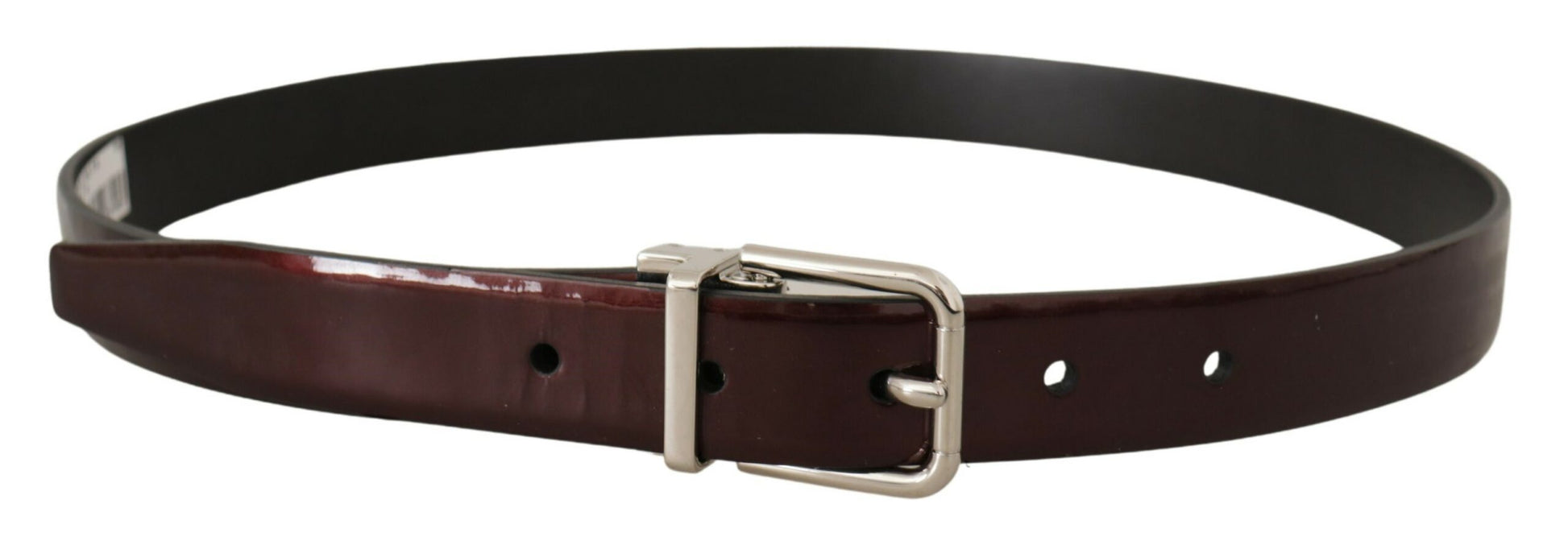 Dolce & Gabbana Brown Patent Leather Silver Metal Buckle Belt Dolce & Gabbana