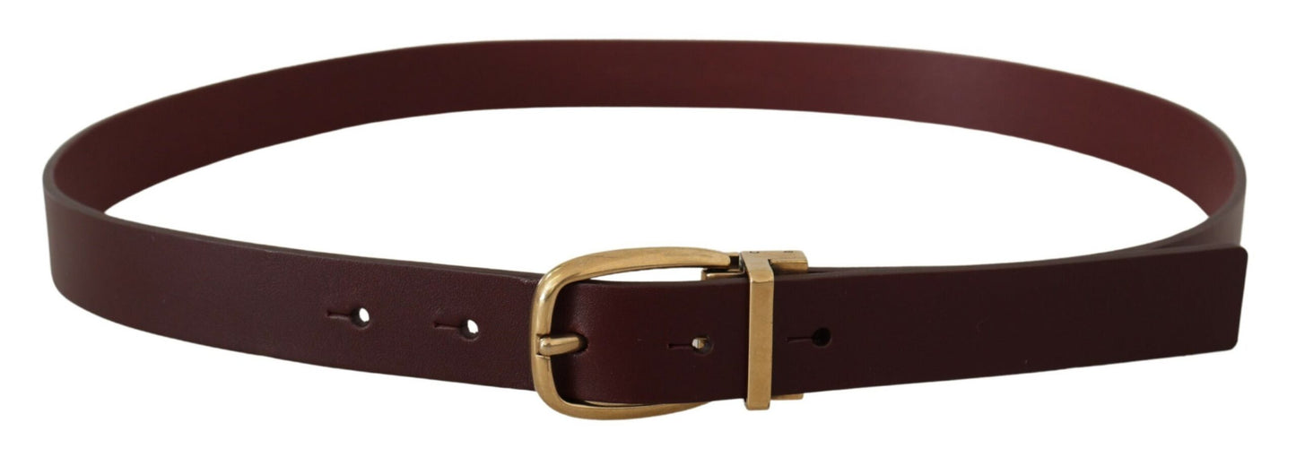 Dolce & Gabbana Brown Leather Classic Gold Metal Buckle Belt Dolce & Gabbana