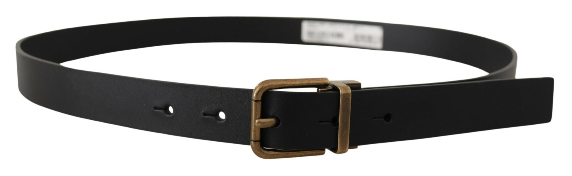 Dolce & Gabbana Black Leather Brass Metal Box Buckle Belt Dolce & Gabbana