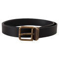 Dolce & Gabbana Black Leather Brass Metal Box Buckle Belt
