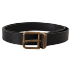 Dolce & Gabbana Black Leather Brass Metal Box Buckle Belt