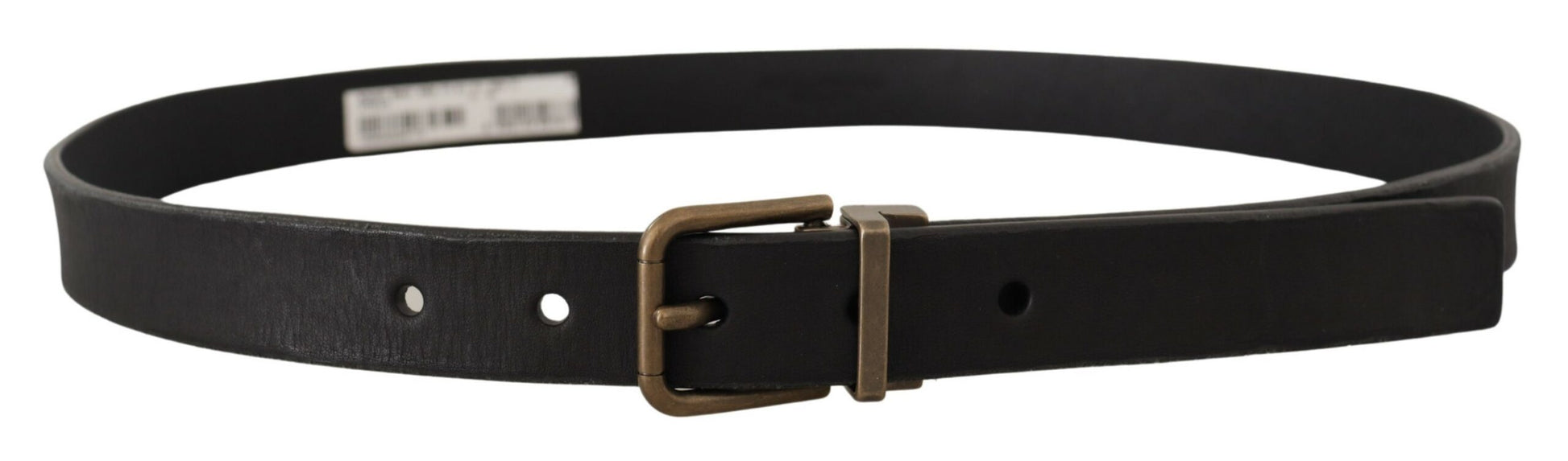 Dolce & Gabbana Black Leather Brass Metal Grain Buckle Classic Belt Dolce & Gabbana