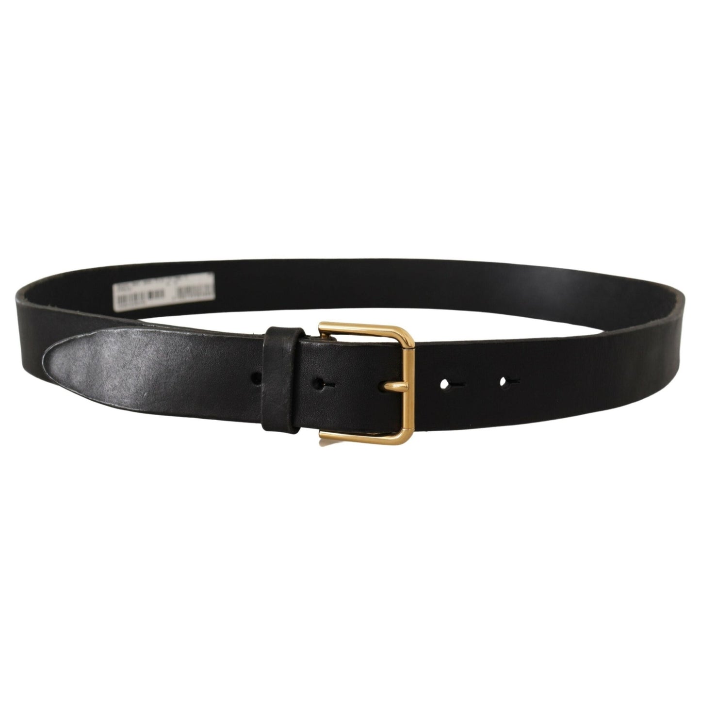 Dolce & Gabbana Black Leather Gold Tone Logo Metal Buckle Belt Dolce & Gabbana