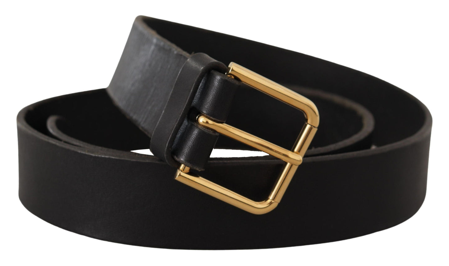 Dolce & Gabbana Brown Gold Metal Logo Buckle Calf Leather Belt Dolce & Gabbana