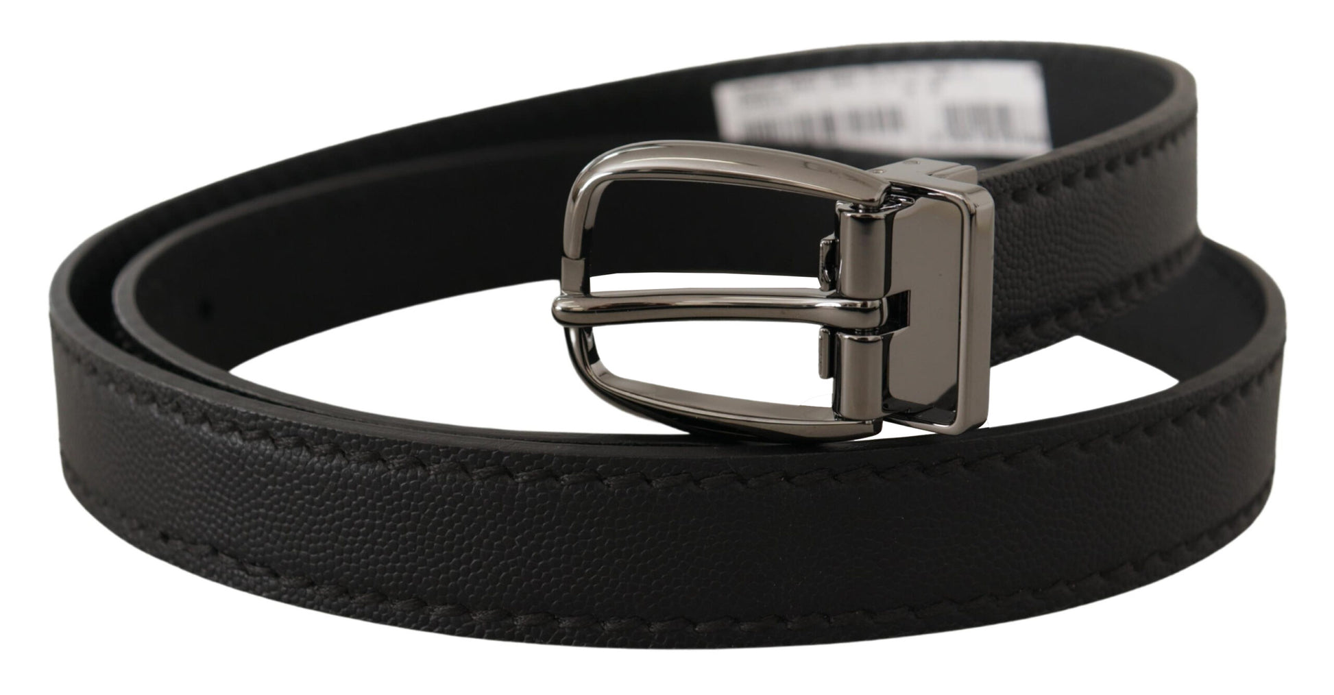Dolce & Gabbana Black Leather Metal Logo Buckle Belt Dolce & Gabbana
