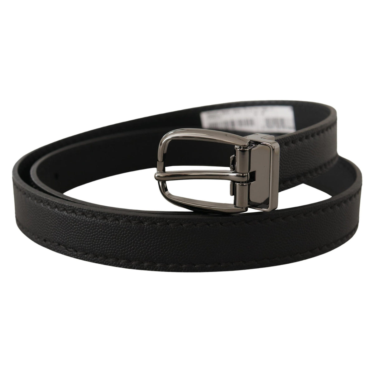 Dolce & Gabbana Black Leather Metal Logo Buckle Belt