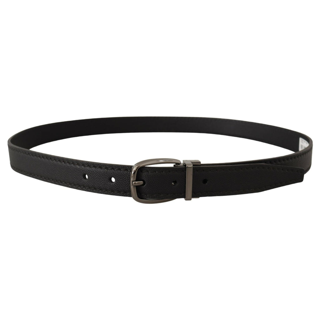 Dolce & Gabbana Black Leather Metal Logo Buckle Belt
