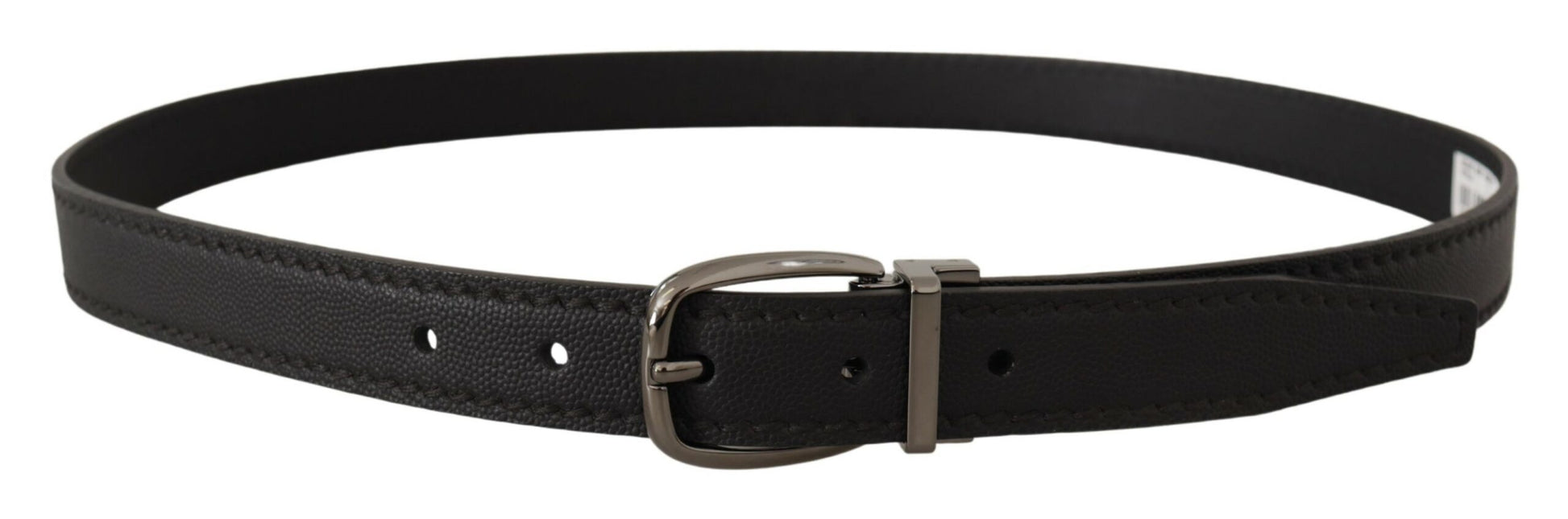 Dolce & Gabbana Black Leather Metal Logo Buckle Belt Dolce & Gabbana