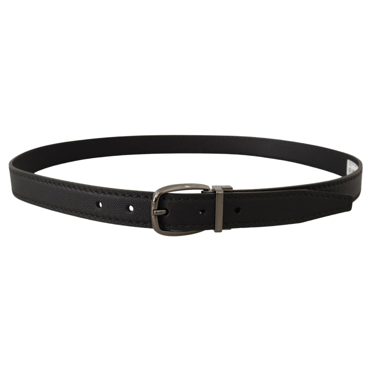Dolce & Gabbana Black Leather Metal Logo Buckle Belt