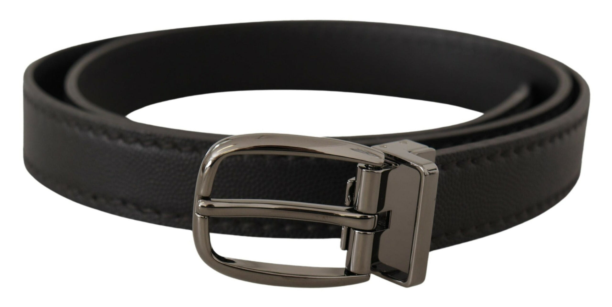 Dolce & Gabbana Black Leather Metal Logo Buckle Belt Dolce & Gabbana