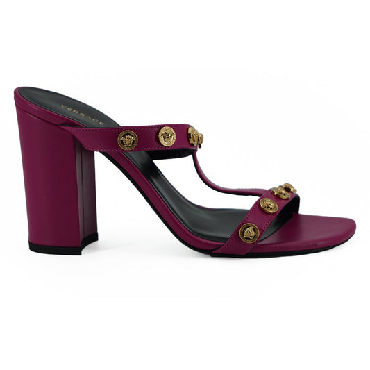 Versace Elegant Purple Calf Leather High Sandals Versace