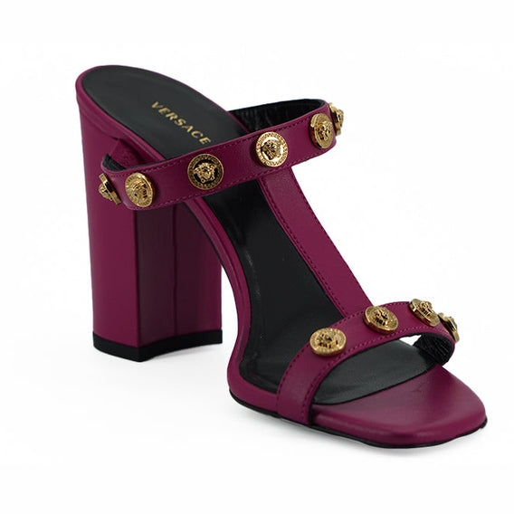 Versace Elegant Purple Calf Leather High Sandals Versace