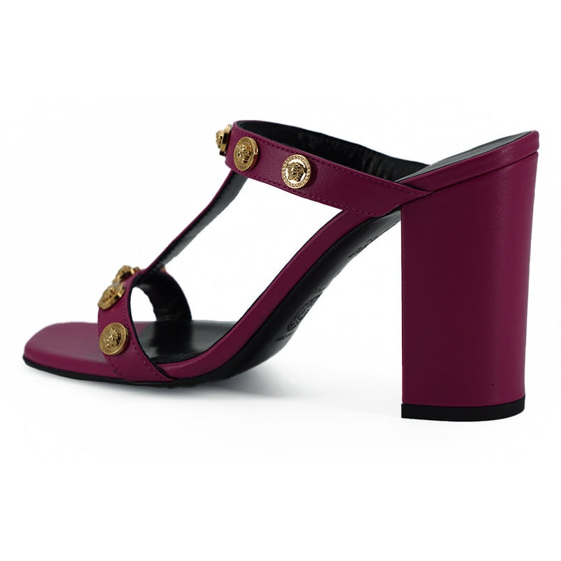 Versace Elegant Purple Calf Leather High Sandals Versace