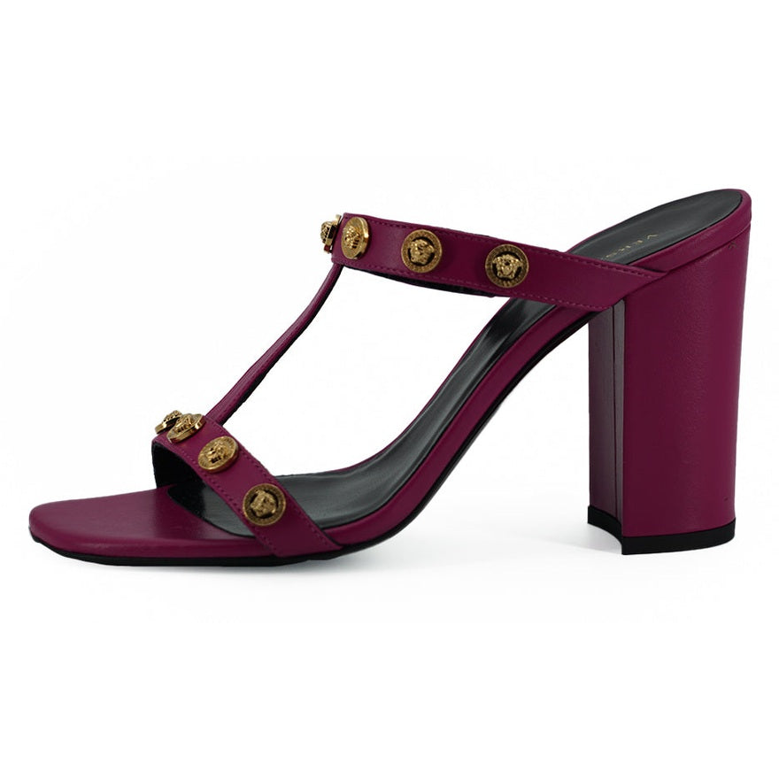Versace Elegant Purple Calf Leather High Sandals Versace